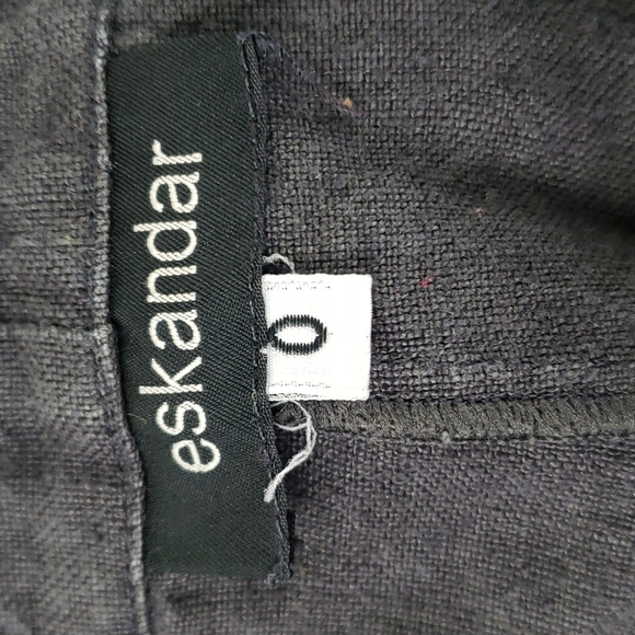 Eskandar charcoal gray black washed 100% linen cropped pullon pants Size 0 - Picture 4 of 5